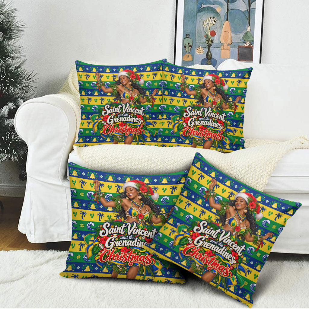 Saint Vincent And The Grenadines Christmas Pillow Cover Caribbean Island Girl Dancer Tropical Winter