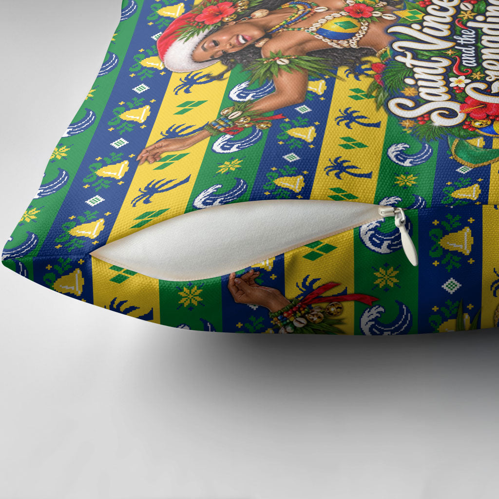 Saint Vincent And The Grenadines Christmas Pillow Cover Caribbean Island Girl Dancer Tropical Winter