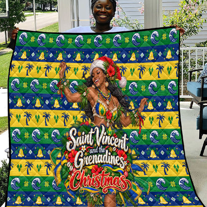 Saint Vincent And The Grenadines Christmas Quilt Caribbean Island Girl Dancer Tropical Winter