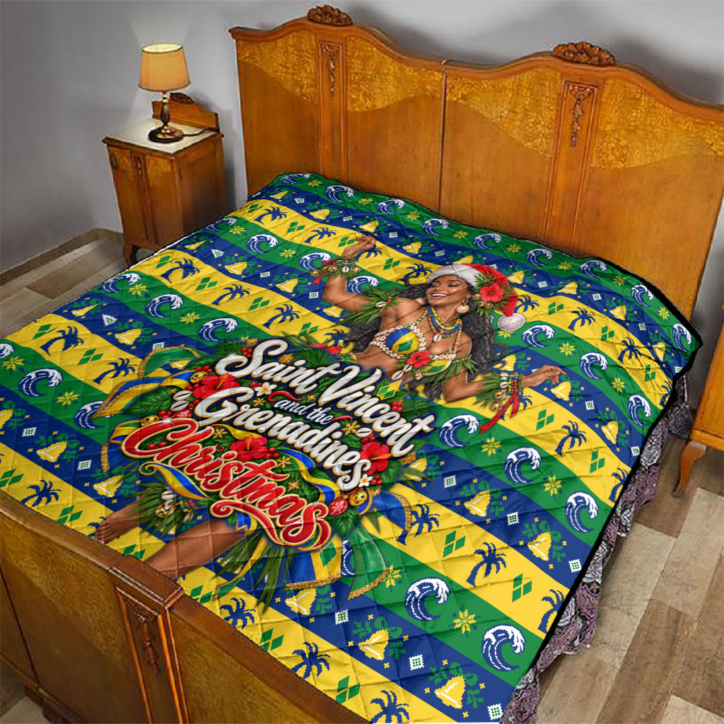 Saint Vincent And The Grenadines Christmas Quilt Caribbean Island Girl Dancer Tropical Winter