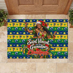 Saint Vincent And The Grenadines Christmas Rubber Doormat Caribbean Island Girl Dancer Tropical Winter