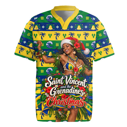Saint Vincent And The Grenadines Christmas Rugby Jersey Caribbean Island Girl Dancer Tropical Winter