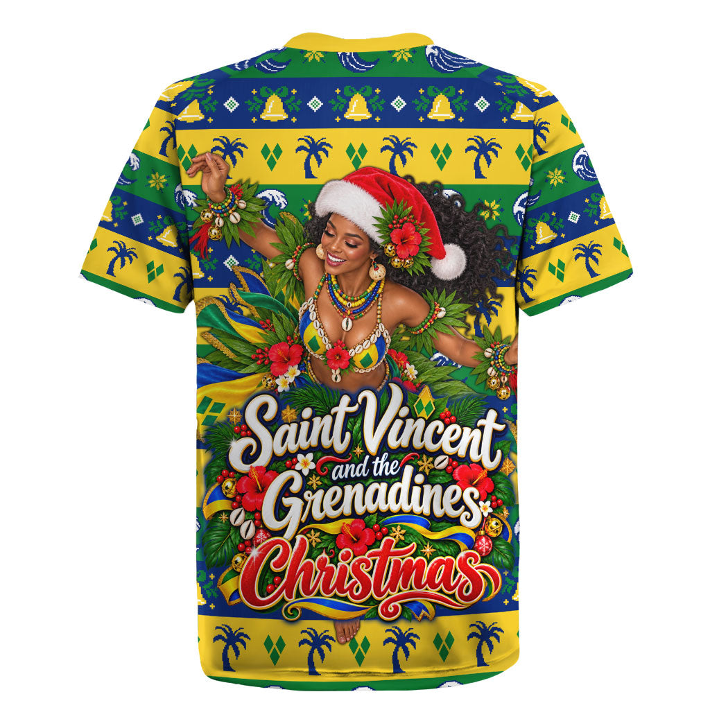 Saint Vincent And The Grenadines Christmas Rugby Jersey Caribbean Island Girl Dancer Tropical Winter