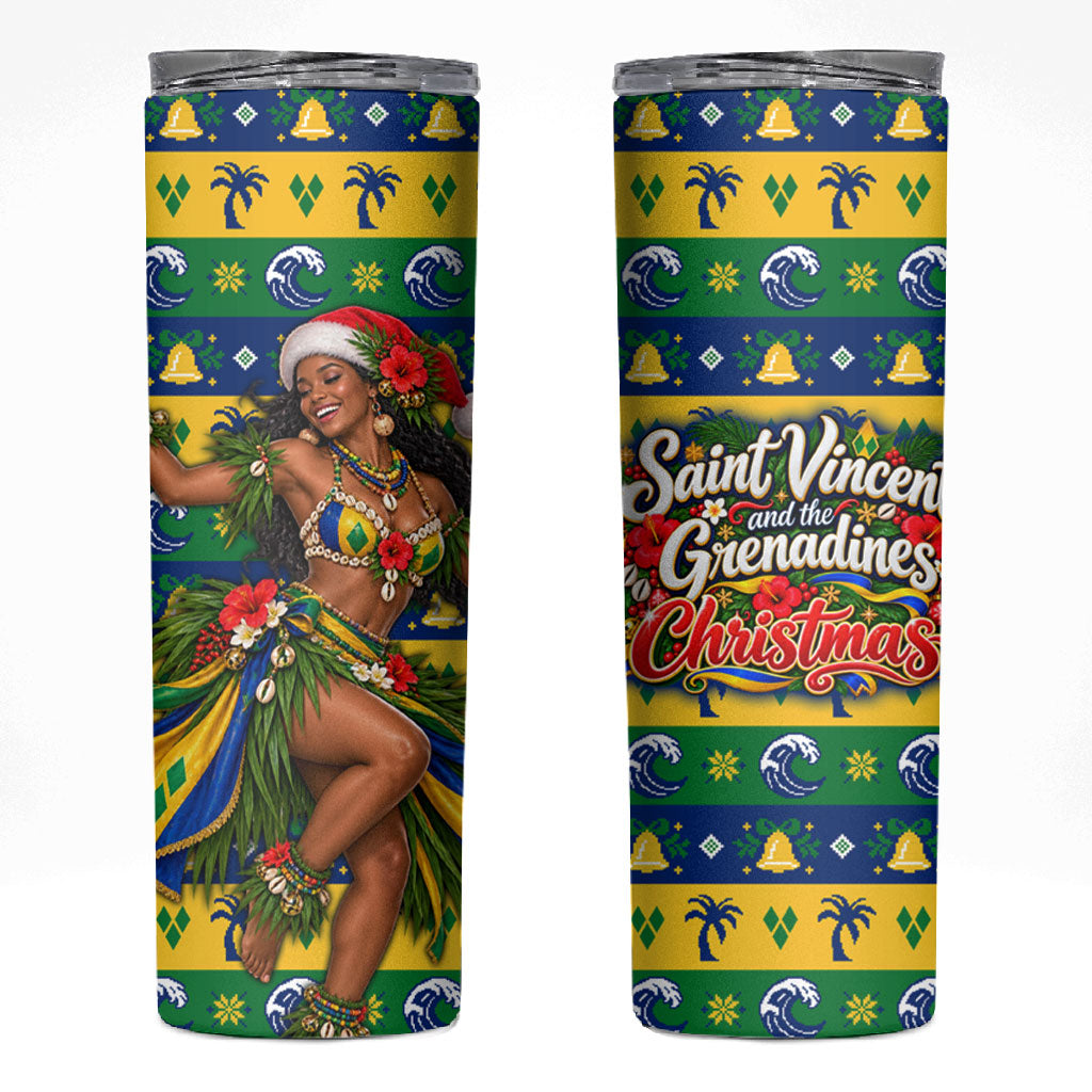 Saint Vincent And The Grenadines Christmas Skinny Tumbler Caribbean Island Girl Dancer Tropical Winter
