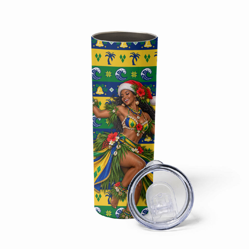 Saint Vincent And The Grenadines Christmas Skinny Tumbler Caribbean Island Girl Dancer Tropical Winter