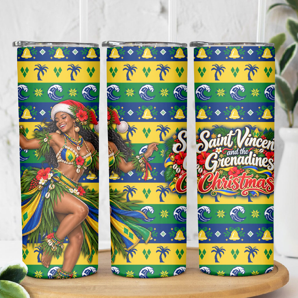 Saint Vincent And The Grenadines Christmas Skinny Tumbler Caribbean Island Girl Dancer Tropical Winter
