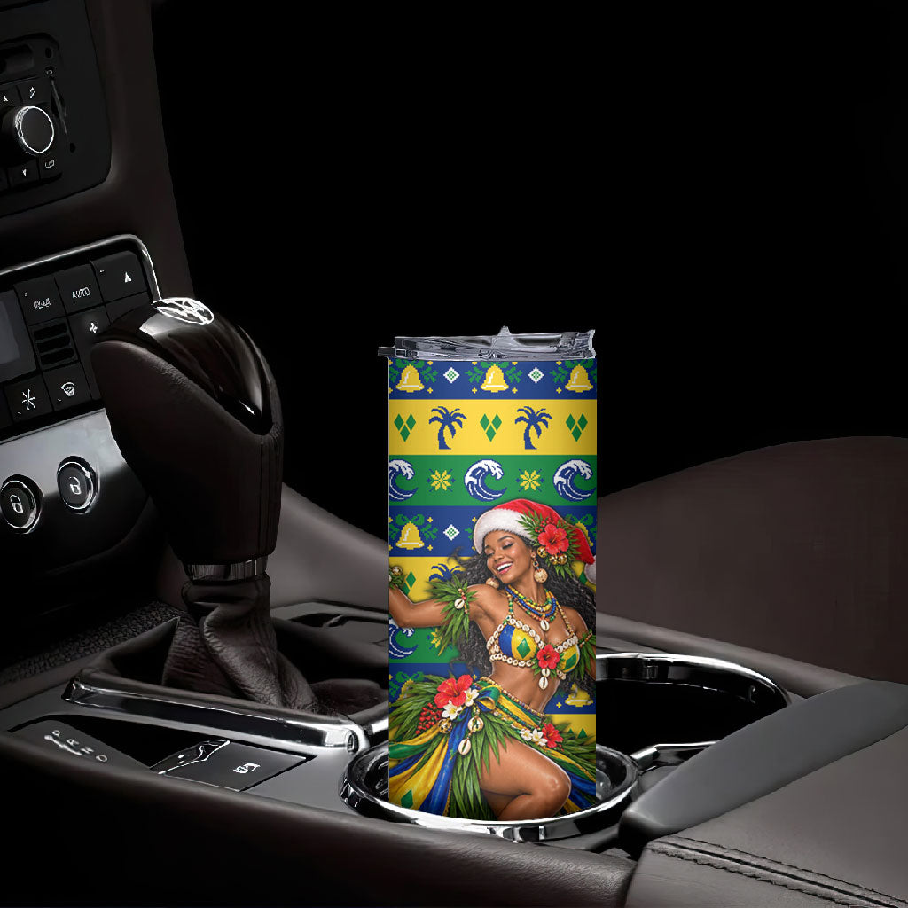 Saint Vincent And The Grenadines Christmas Skinny Tumbler Caribbean Island Girl Dancer Tropical Winter