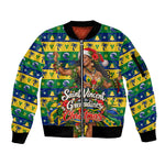 Saint Vincent And The Grenadines Christmas Sleeve Zip Bomber Jacket Caribbean Island Girl Dancer Tropical Winter