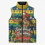 Saint Vincent And The Grenadines Christmas Sleeveless Puffer Jacket Caribbean Island Girl Dancer Tropical Winter