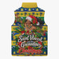 Saint Vincent And The Grenadines Christmas Sleeveless Puffer Jacket Caribbean Island Girl Dancer Tropical Winter
