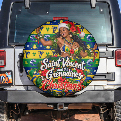 Saint Vincent And The Grenadines Christmas Spare Tire Cover Caribbean Island Girl Dancer Tropical Winter