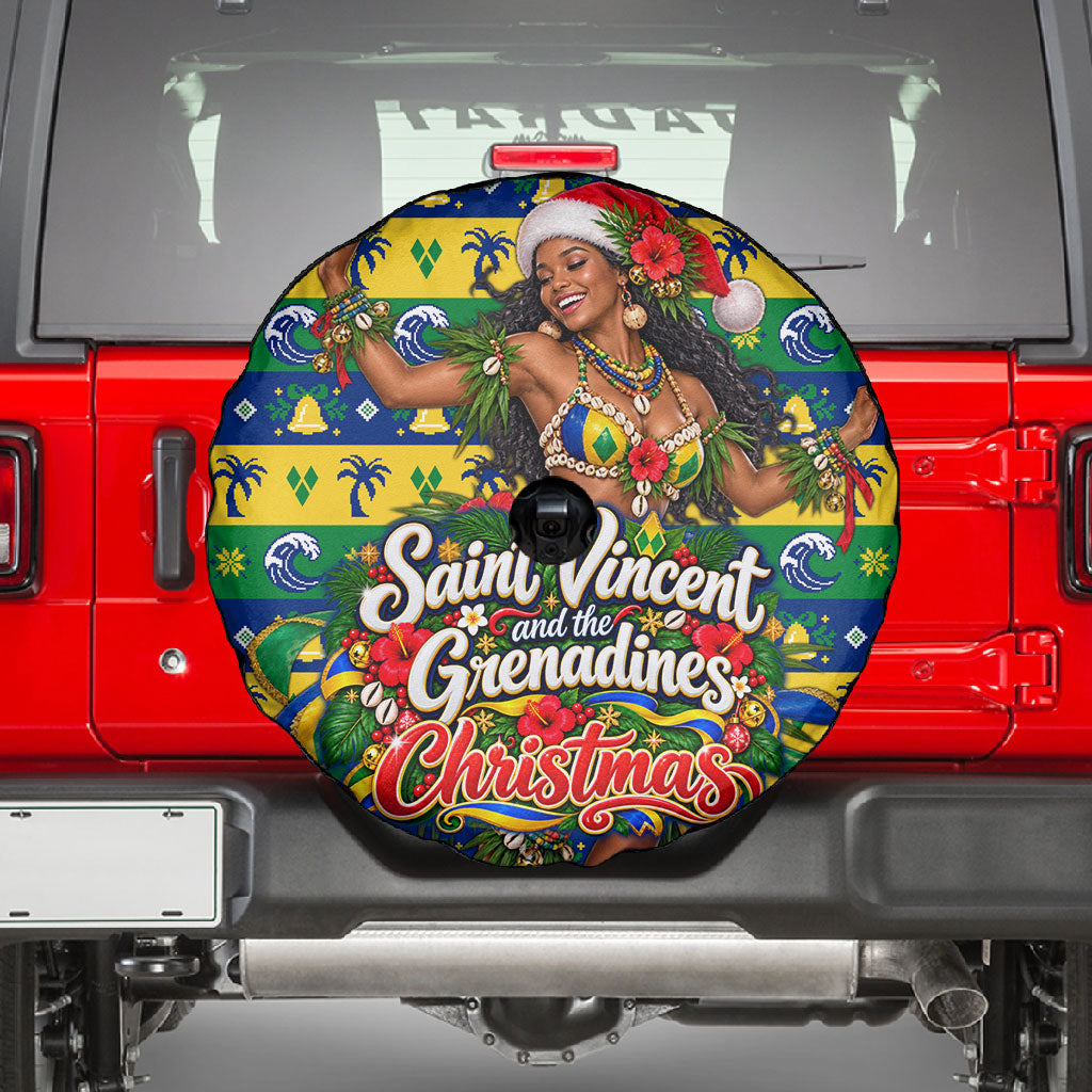 Saint Vincent And The Grenadines Christmas Spare Tire Cover Caribbean Island Girl Dancer Tropical Winter