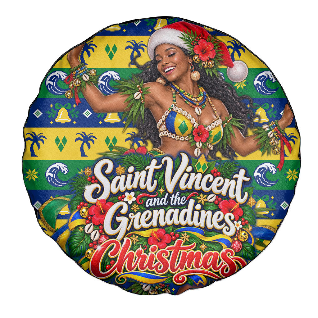 Saint Vincent And The Grenadines Christmas Spare Tire Cover Caribbean Island Girl Dancer Tropical Winter