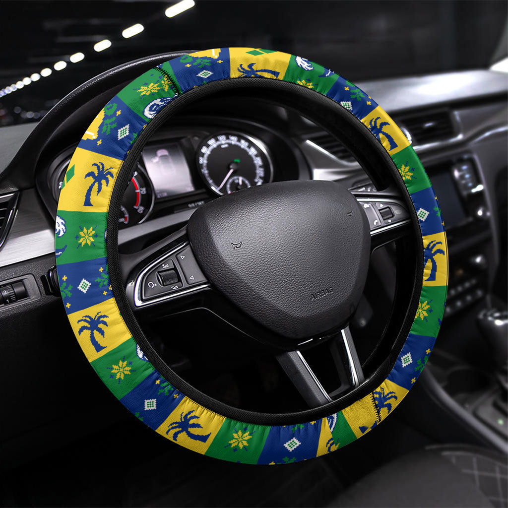 Saint Vincent And The Grenadines Christmas Steering Wheel Cover Caribbean Island Girl Dancer Tropical Winter