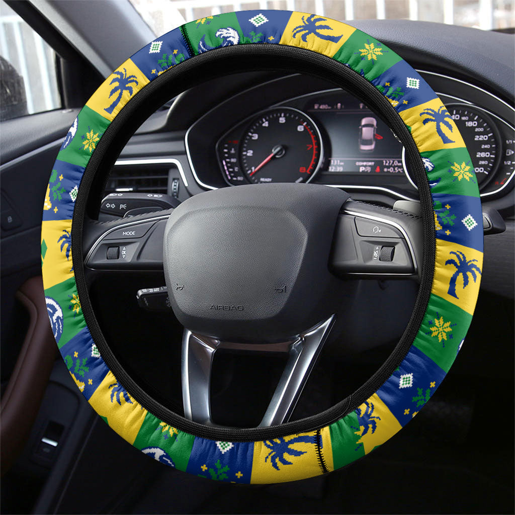 Saint Vincent And The Grenadines Christmas Steering Wheel Cover Caribbean Island Girl Dancer Tropical Winter