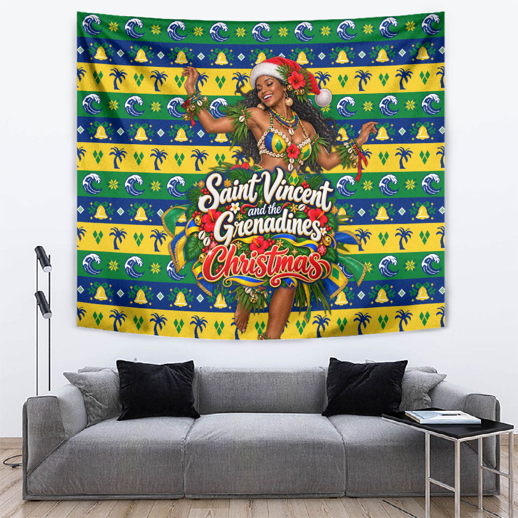 Saint Vincent And The Grenadines Christmas Tapestry Caribbean Island Girl Dancer Tropical Winter
