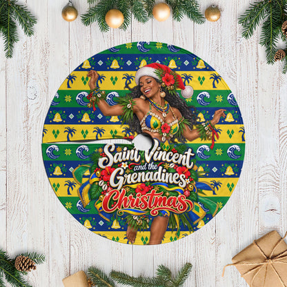 Saint Vincent And The Grenadines Christmas Tree Skirt Caribbean Island Girl Dancer Tropical Winter