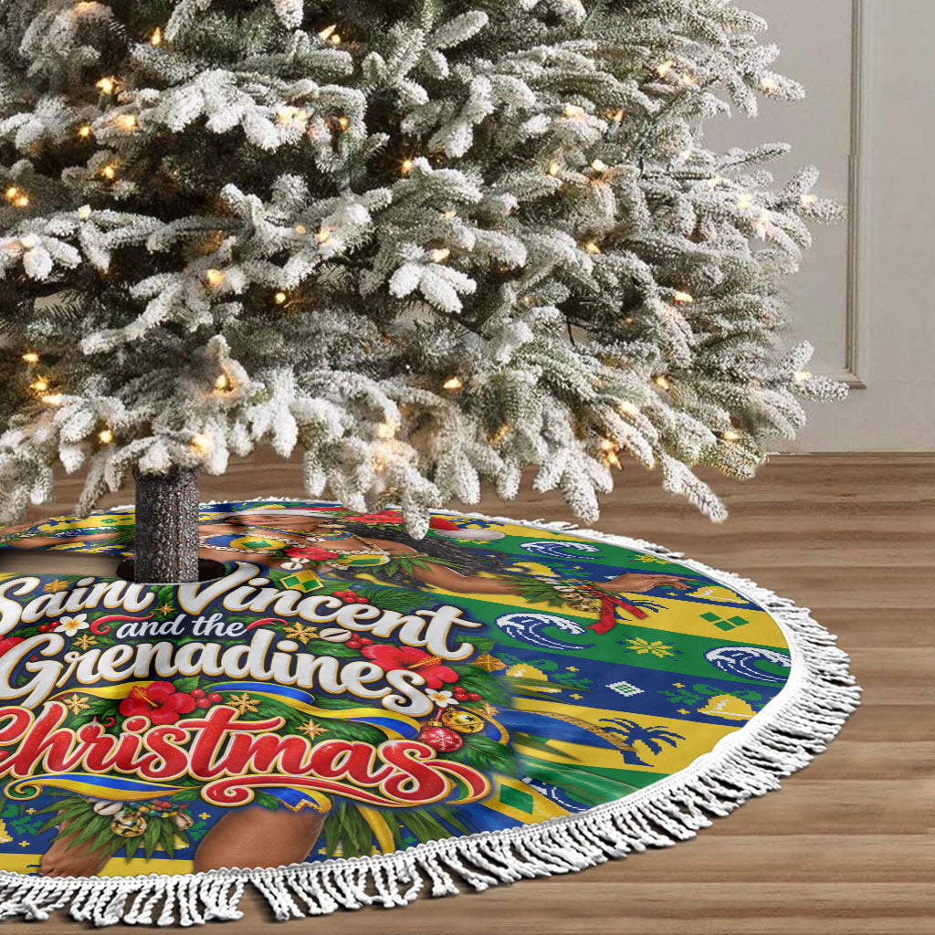 Saint Vincent And The Grenadines Christmas Tree Skirt Caribbean Island Girl Dancer Tropical Winter