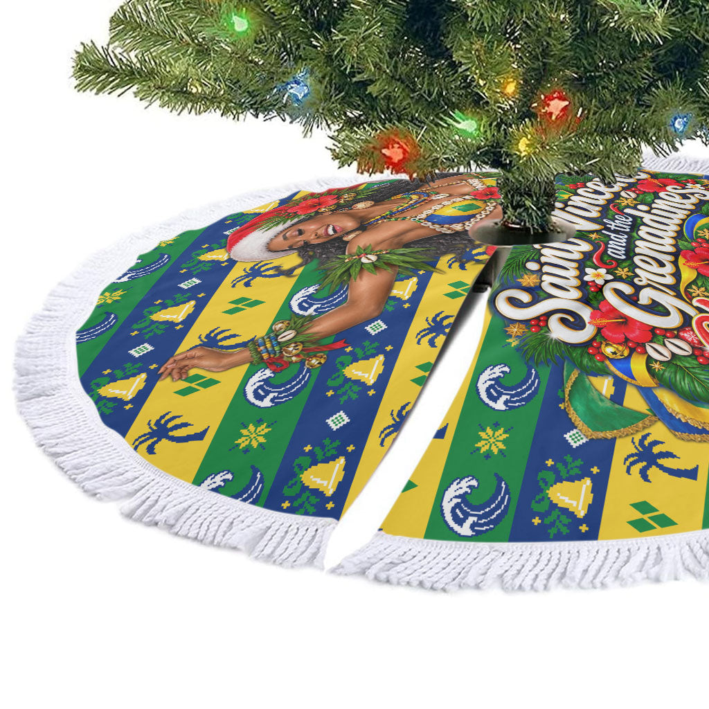 Saint Vincent And The Grenadines Christmas Tree Skirt Caribbean Island Girl Dancer Tropical Winter
