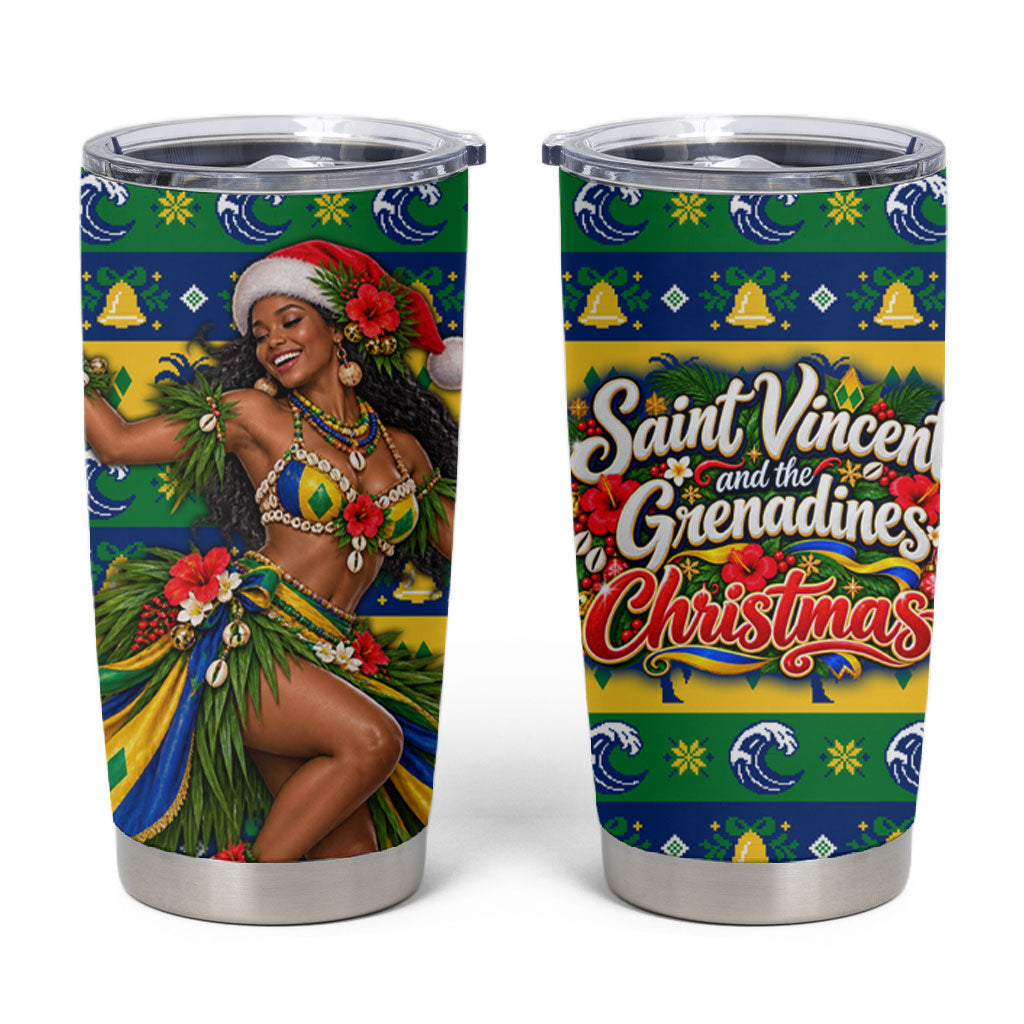 Saint Vincent And The Grenadines Christmas Tumbler Cup Caribbean Island Girl Dancer Tropical Winter