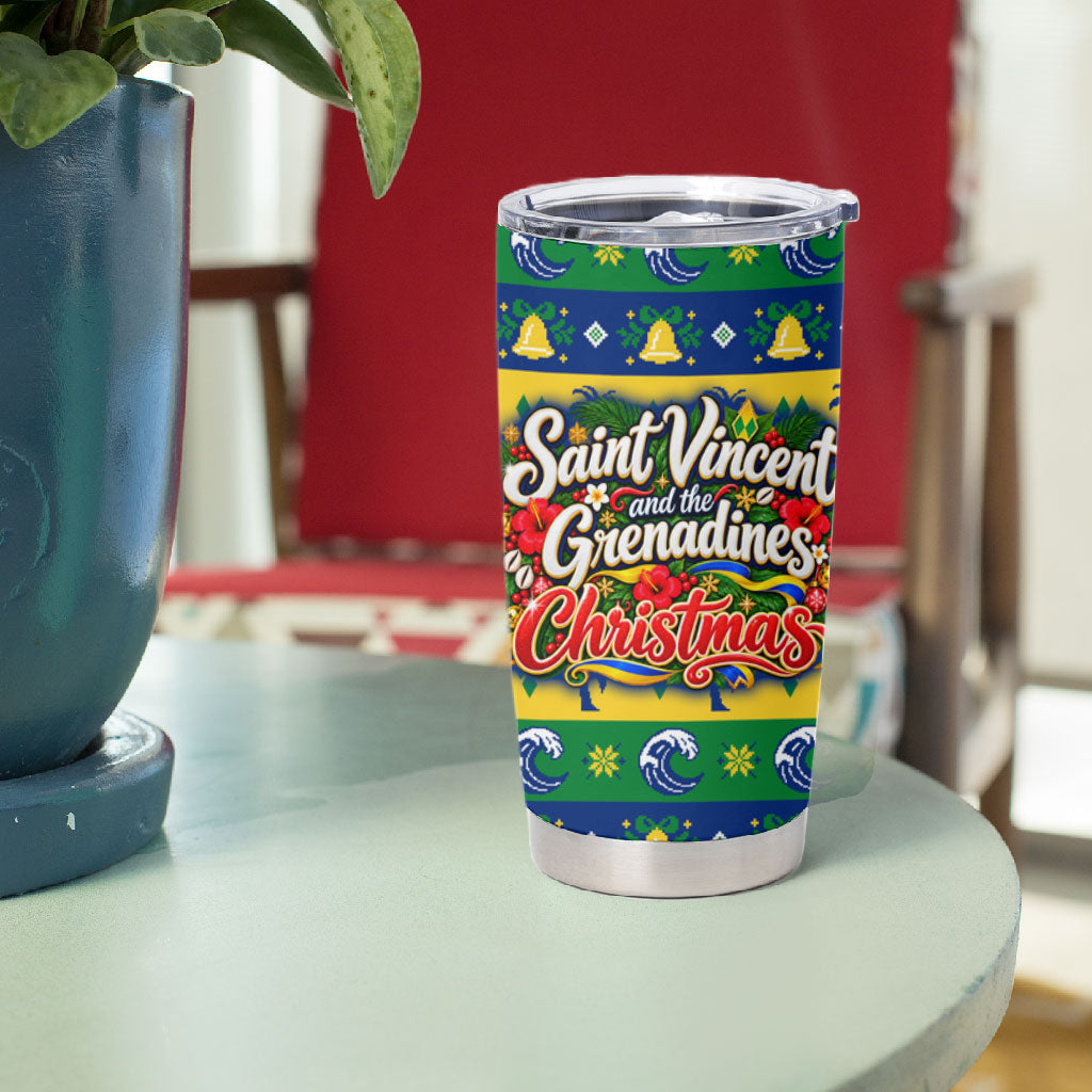 Saint Vincent And The Grenadines Christmas Tumbler Cup Caribbean Island Girl Dancer Tropical Winter