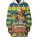 Saint Vincent And The Grenadines Christmas Wearable Blanket Hoodie Caribbean Island Girl Dancer Tropical Winter