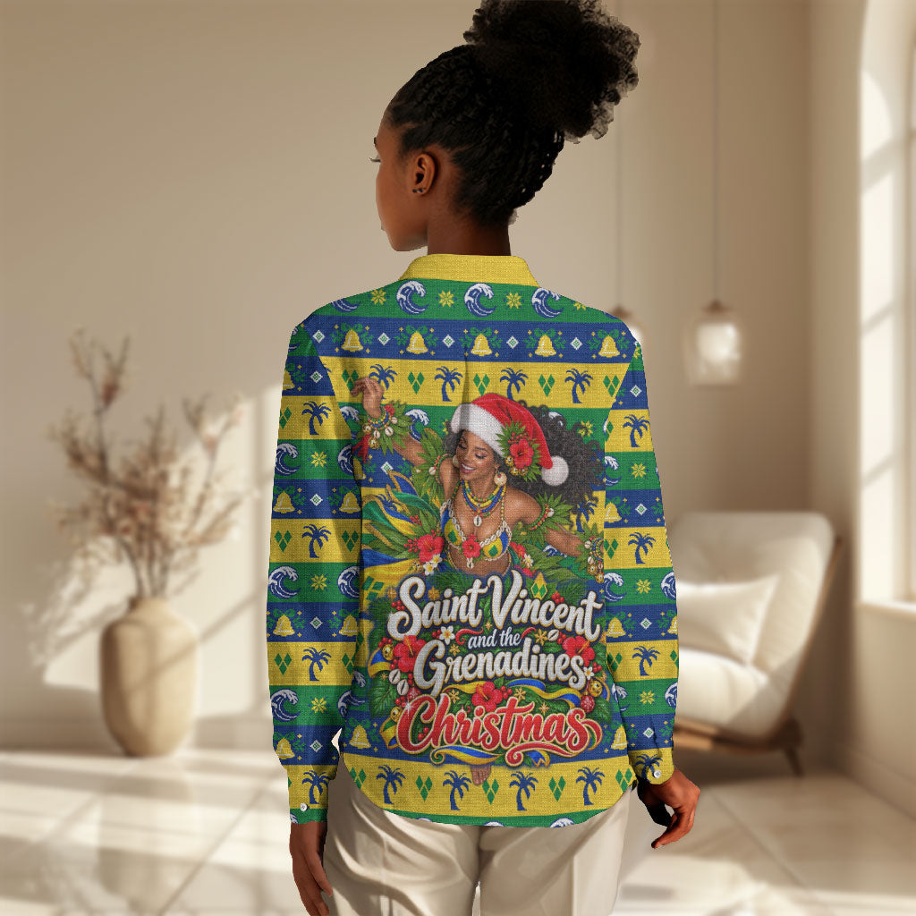 Saint Vincent And The Grenadines Christmas Women Casual Shirt Caribbean Island Girl Dancer Tropical Winter