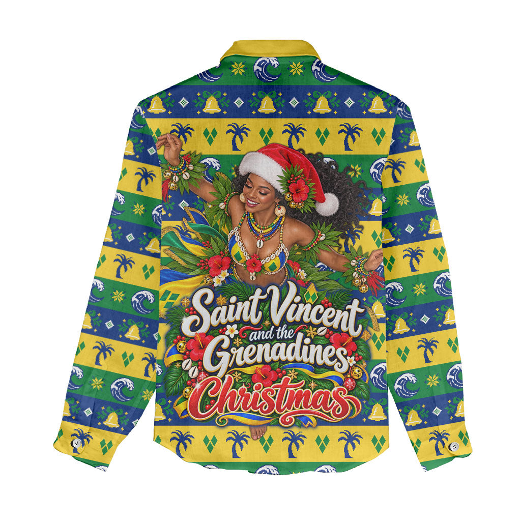 Saint Vincent And The Grenadines Christmas Women Casual Shirt Caribbean Island Girl Dancer Tropical Winter