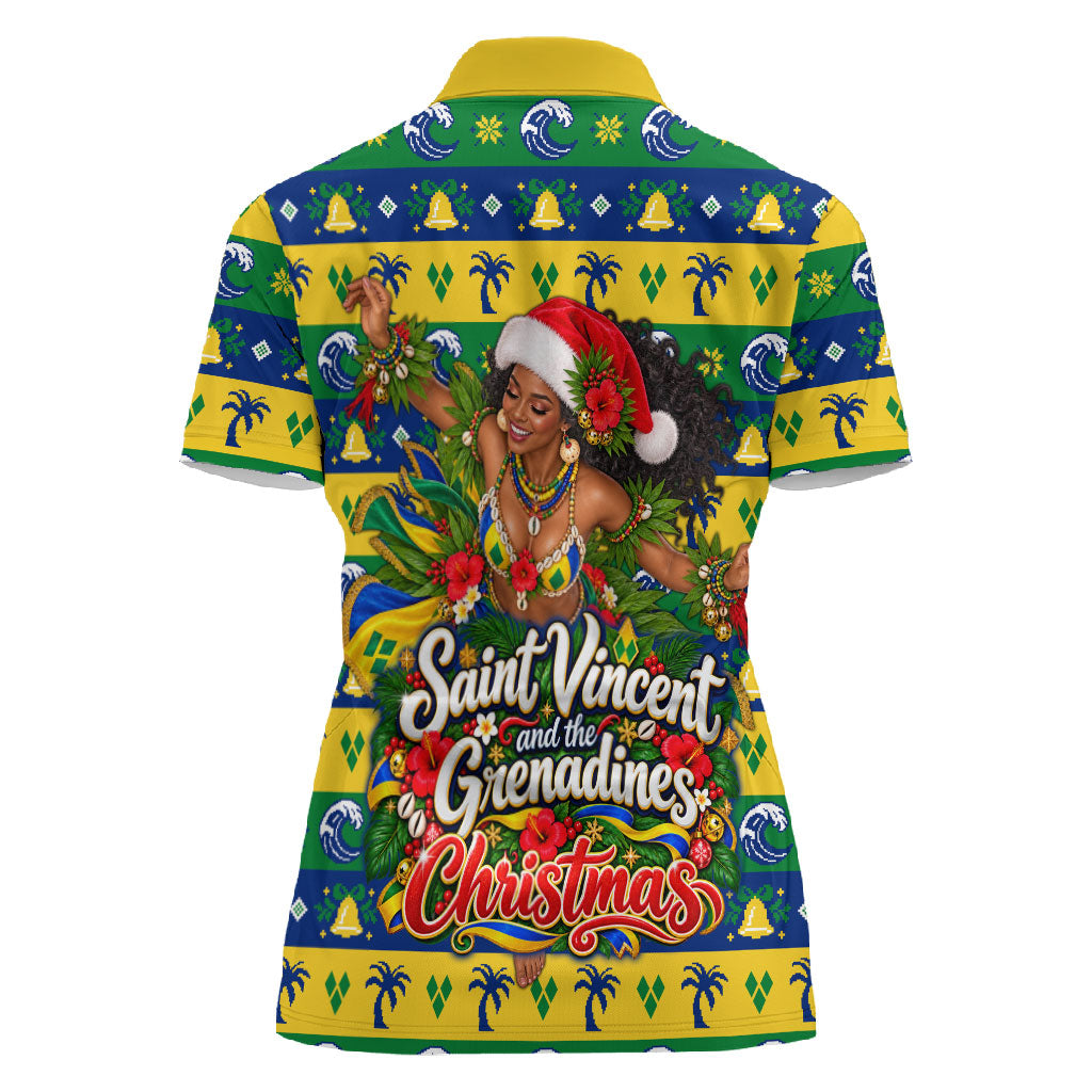 Saint Vincent And The Grenadines Christmas Women Polo Shirt Caribbean Island Girl Dancer Tropical Winter