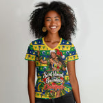 Saint Vincent And The Grenadines Christmas Women V-Neck T-Shirt Caribbean Island Girl Dancer Tropical Winter