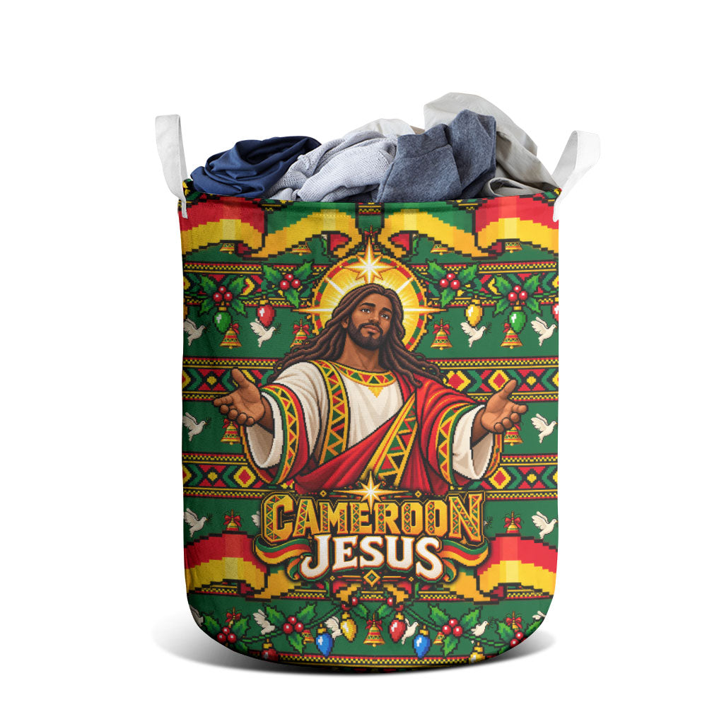 Cameroon Jesus Christmas Laundry Basket African Culture Ugly Knit Pattern