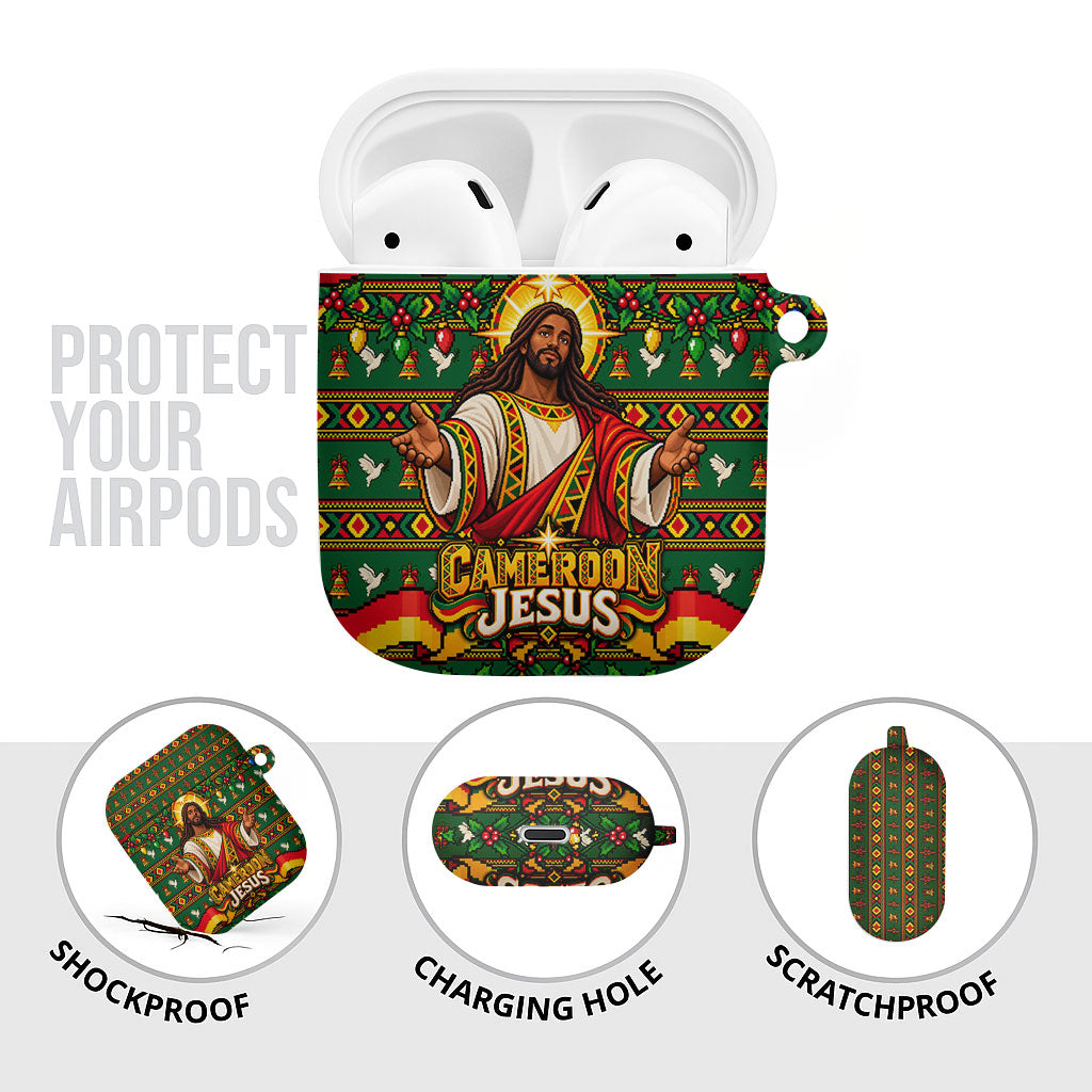 Cameroon Jesus Christmas AirPods Case African Culture Ugly Knit Pattern