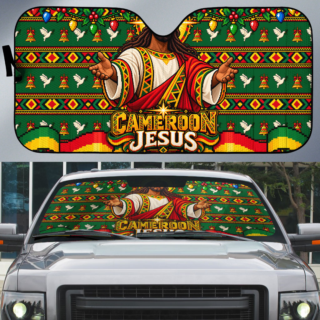 Cameroon Jesus Christmas Auto Sun Shade African Culture Ugly Knit Pattern