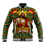 Cameroon Jesus Christmas Baseball Jacket African Culture Ugly Knit Pattern