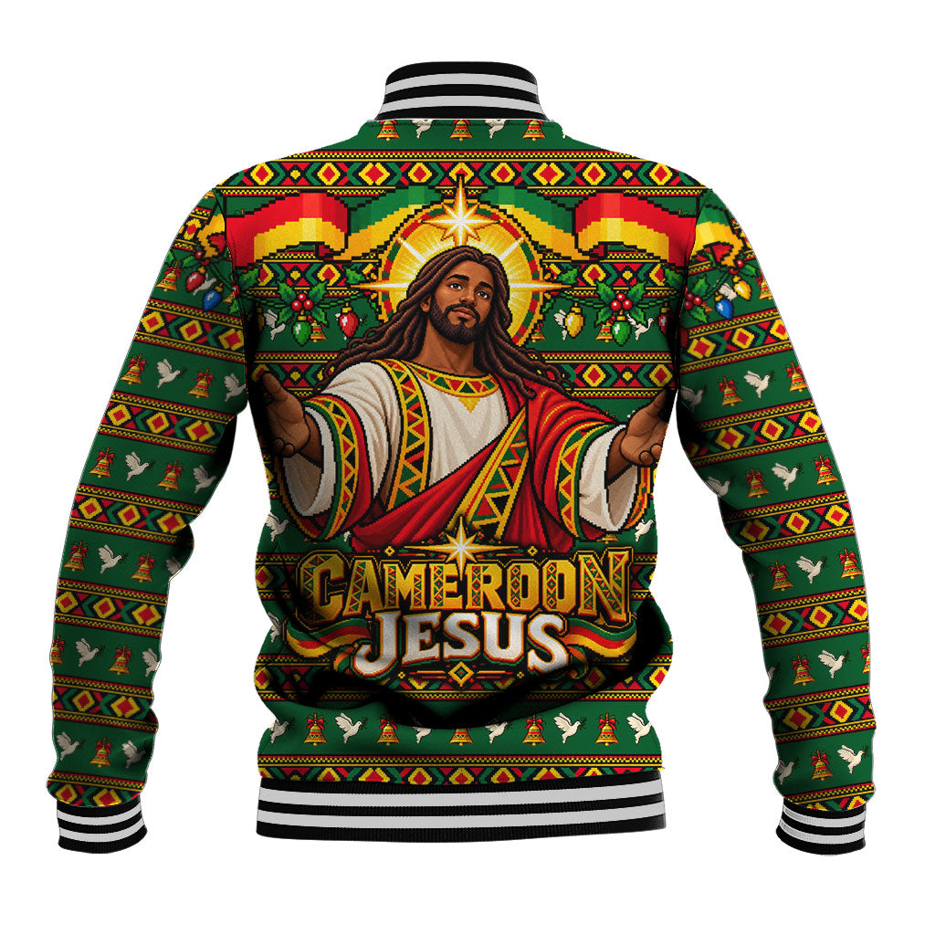 Cameroon Jesus Christmas Baseball Jacket African Culture Ugly Knit Pattern