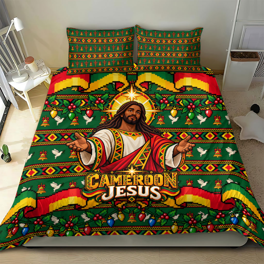 Cameroon Jesus Christmas Bedding Set African Culture Ugly Knit Pattern