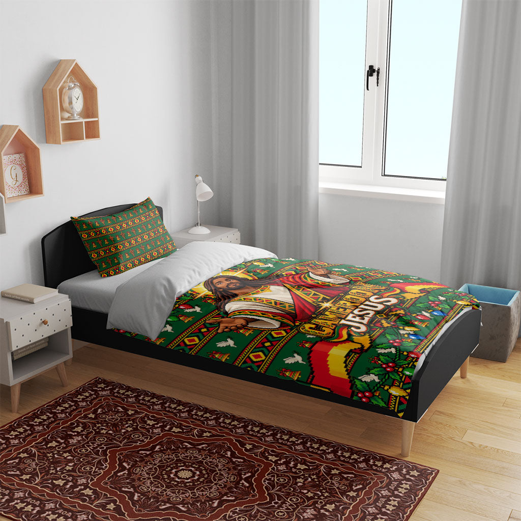 Cameroon Jesus Christmas Bedding Set African Culture Ugly Knit Pattern