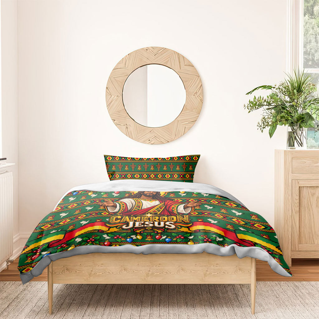 Cameroon Jesus Christmas Bedding Set African Culture Ugly Knit Pattern