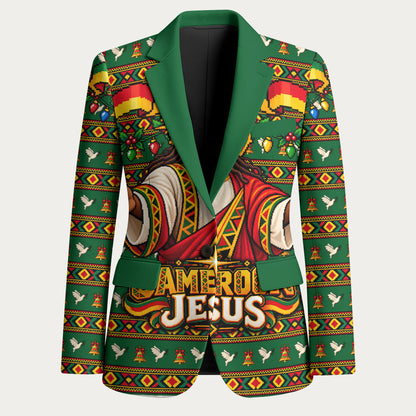 Cameroon Jesus Christmas Blazer African Culture Ugly Knit Pattern