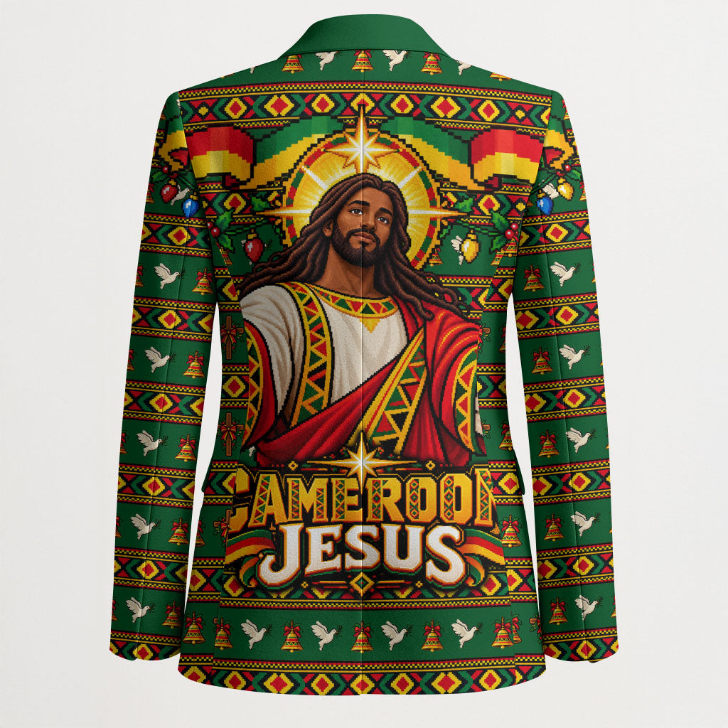 Cameroon Jesus Christmas Blazer African Culture Ugly Knit Pattern