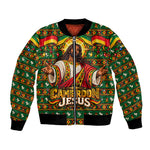 Cameroon Jesus Christmas Bomber Jacket African Culture Ugly Knit Pattern