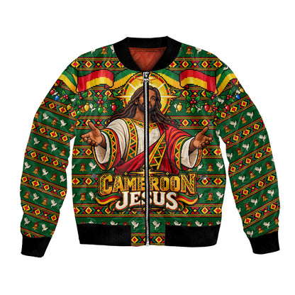 Cameroon Jesus Christmas Bomber Jacket African Culture Ugly Knit Pattern