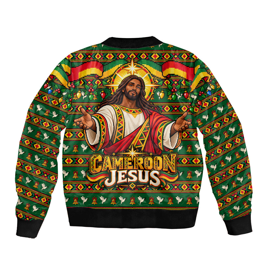 Cameroon Jesus Christmas Bomber Jacket African Culture Ugly Knit Pattern