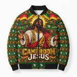 Cameroon Jesus Christmas Bomber Puffer Jacket African Culture Ugly Knit Pattern