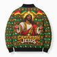 Cameroon Jesus Christmas Bomber Puffer Jacket African Culture Ugly Knit Pattern