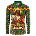 Cameroon Jesus Christmas Button Sweatshirt African Culture Ugly Knit Pattern