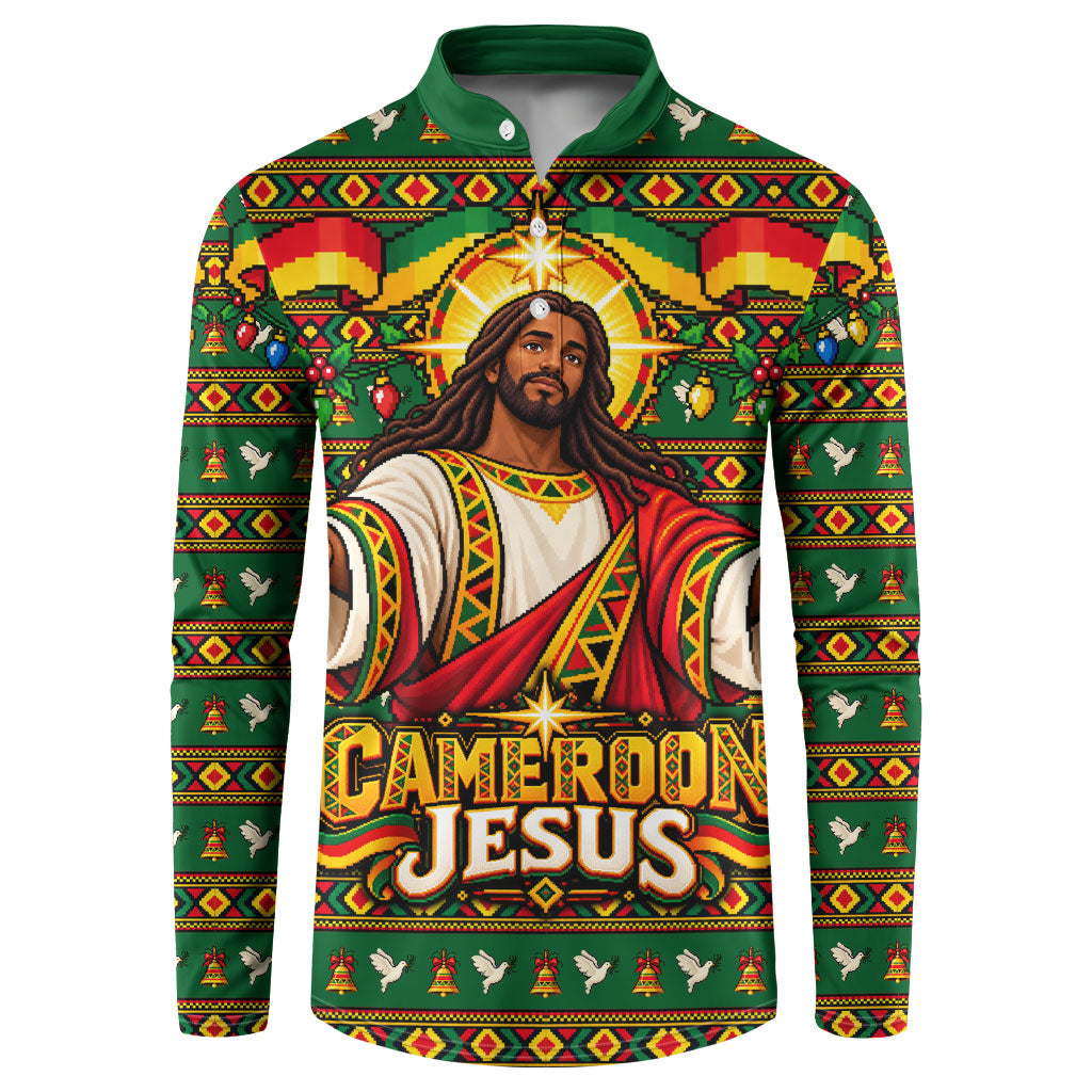Cameroon Jesus Christmas Button Sweatshirt African Culture Ugly Knit Pattern