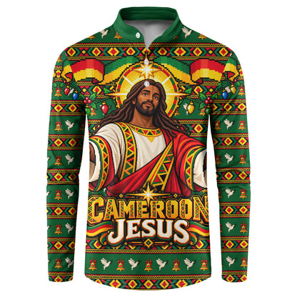 Cameroon Jesus Christmas Button Sweatshirt African Culture Ugly Knit Pattern