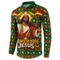 Cameroon Jesus Christmas Button Sweatshirt African Culture Ugly Knit Pattern