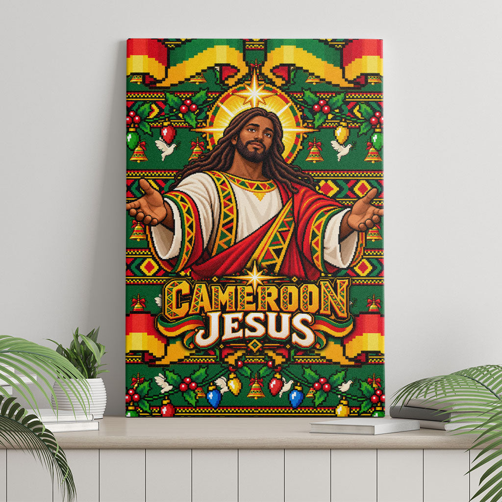 Cameroon Jesus Christmas Canvas Wall Art African Culture Ugly Knit Pattern